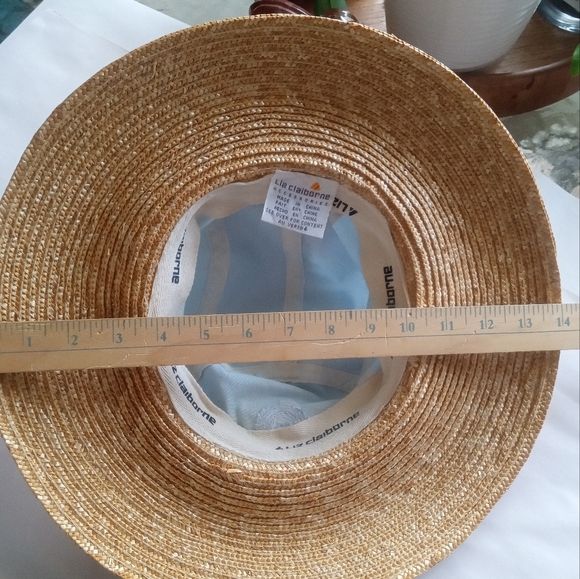 Sun Hat Golf Hat Liz Claiborne Womens Straw & Cotton Vintage Light Blue - Picture 5 of 7